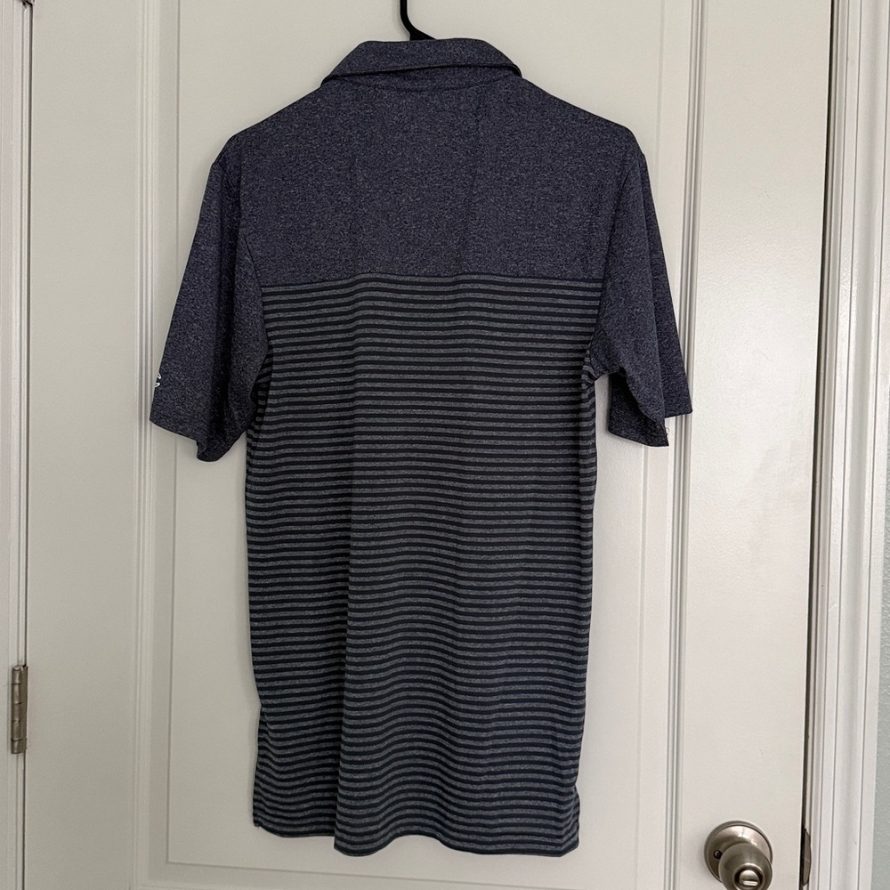 Champion Michigan Wolverines Embroidered Men's Navy Gray Striped Polo Shirt Sz S - Picture 4 of 7